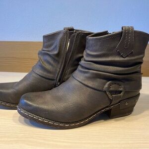 Rieker Brown Leather Ankle Boot with Buckle Detail